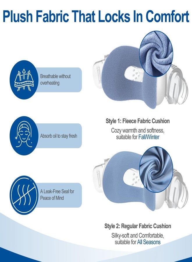 MEDICOLOR Upgraded Set for Airtouch N30i & Airfit N30i, with 2 Nasal Pillow Cushion (Fleece & Fabric), Frame & Elbow, Secure Seal Mask for Warm & Quiet Sleep, Easy to Use CPAP Supplies, No Headgear, Blue-Medium - Image 2